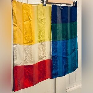 Oscar de la Renta Red Floral Scarf vintage color block